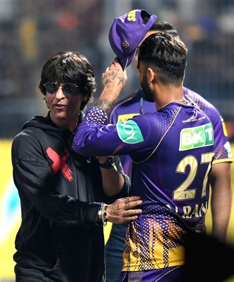 KKR owner Shah Rukh Khan with captain Nitish Rana