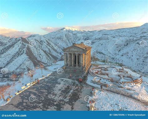 Beautiful Garni Temple in Armenia, in Winter. Stock Photo - Image of ...
