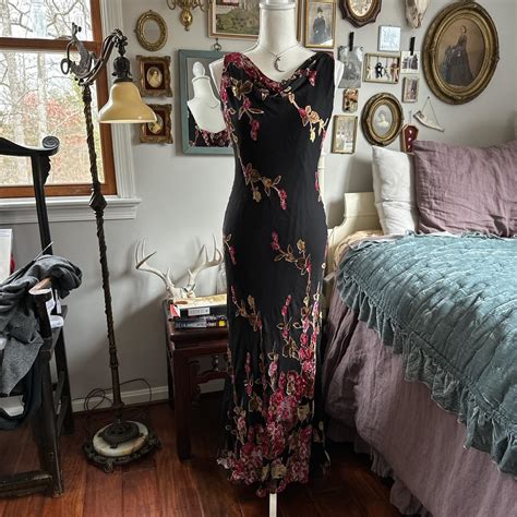 Stunning Vintage Sue Wong Nocturne Silk Black Floral Depop