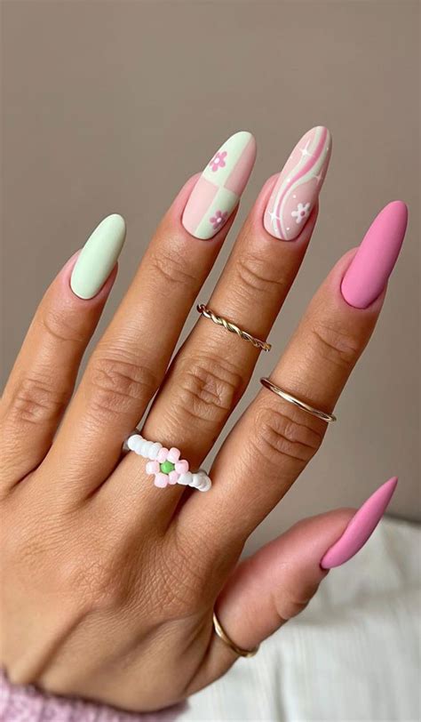 Cute Spring Nails To Inspire You Retro Pink Pattern