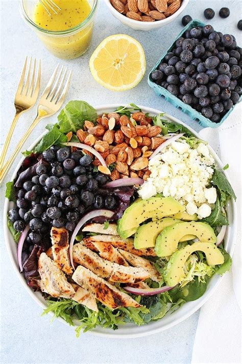 Grilled Chicken Blueberry Feta Salad With Lemon Poppy Seed Dressing Two Peas And Their Pod