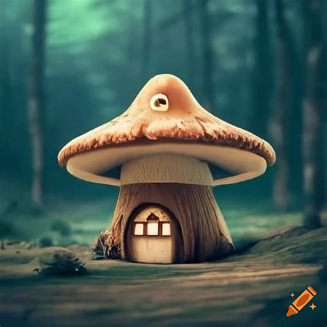 Mushroom House In A Forest At Night On Craiyon