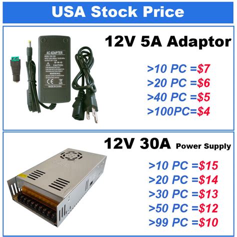 12v 5a 5 Amp 60w Dc Power Supply Adapter Transformer Led Strip Cctv Pc Ebay