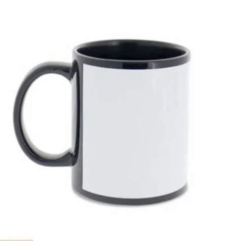 Plain Round Ceramic Sublimation Black Patch Mugs For Office Gifting