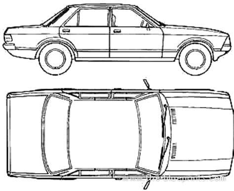 1981 Ford Granada Mk II Sedan blueprints free - Outlines