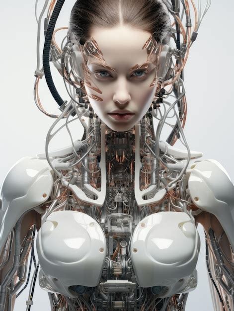 Premium AI Image | half body Android cyborg woman with detailed ...