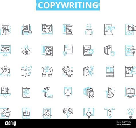 Copywriting Linear Icons Set Wordsmithing Messaging Persuasion