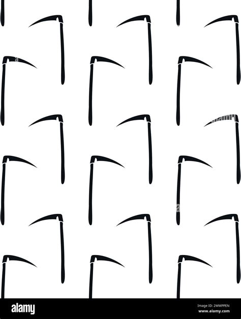 Vector Seamless Pattern Of Hand Drawn Doodle Sketch Scythe Silhouette