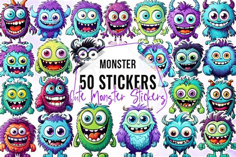 Cute Monsters Stickers Bundle (Printable Illustrations) | by Leejunhe ...