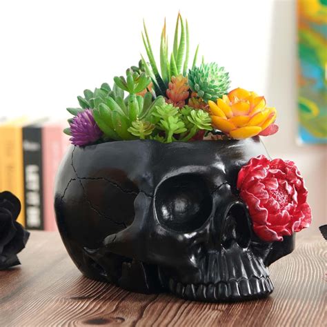 Amazon KIKTOP Skull Planter Gothic Home Decor Black Room Decor