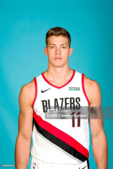 Meyers Leonard Of The Portland Trail Blazers Poses For A Head Shot