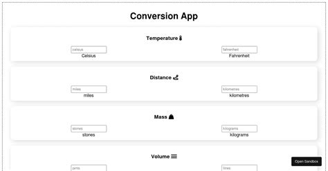 Conversion React Challenge WIP Codesandbox