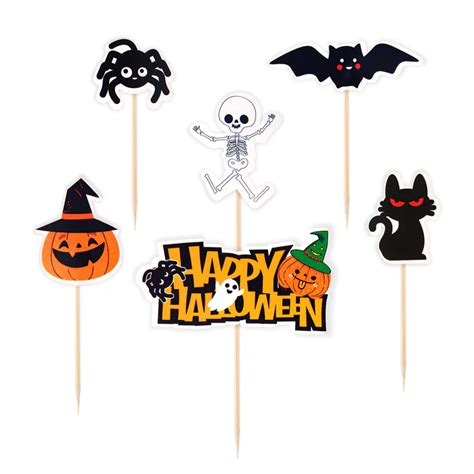 Dekoracja Ciasta Pikery Toppery Happy Halloween Mix 6 Szt IMPREZY