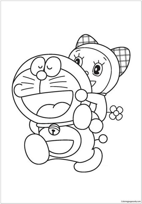 Doraemon and Dorami Coloring Page - Free Printable Coloring Pages