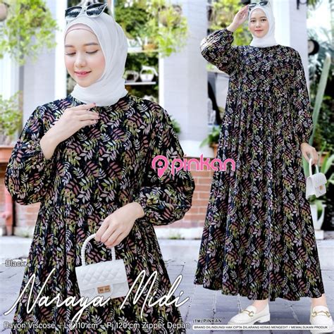 Jual Vican Terbaru Salora Naraya Midi Homey Dress Gamis Rayon Polka