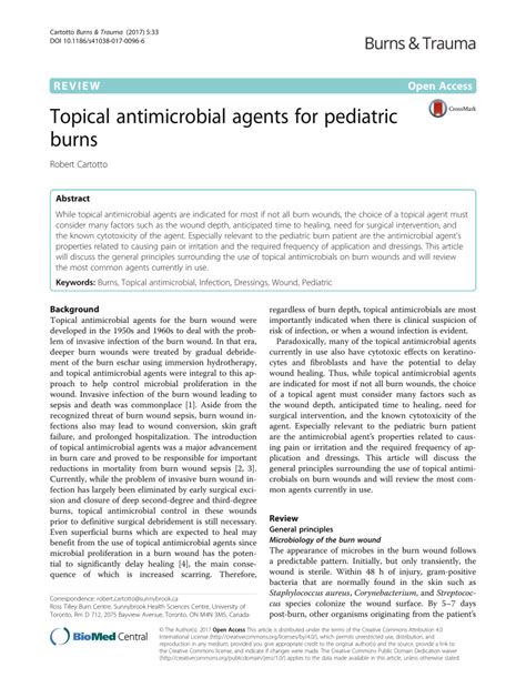 (PDF) Topical antimicrobial agents for pediatric burns