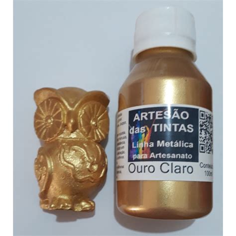 Tinta Ouro Claro Metálica Tinta Para Arte e Artesanato gesso 100Ml