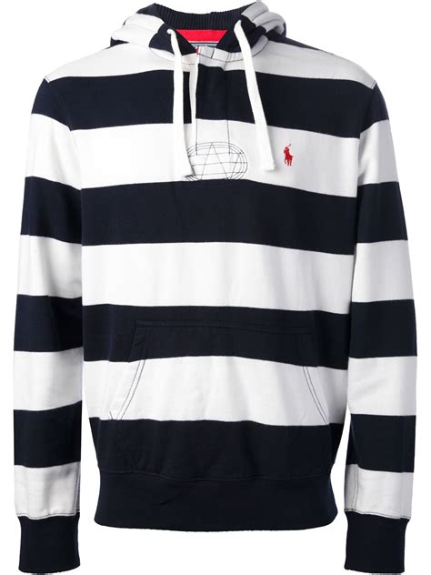 Polo Ralph Lauren Striped Hoodie In Blue For Men Lyst