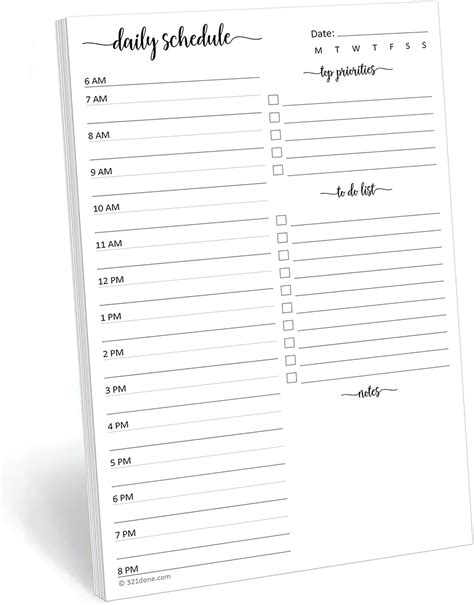 Amazon 321Done Daily Schedule Planning Notepad 50 Sheets 5 5x8