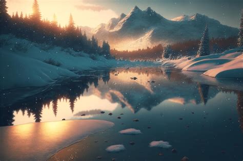 Premium Photo Amazing Sunrise In The Mountains Sunset Winter