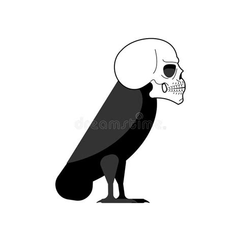 Black Raven and Skull. Black Crow Symbol of Death Stock Vector ...