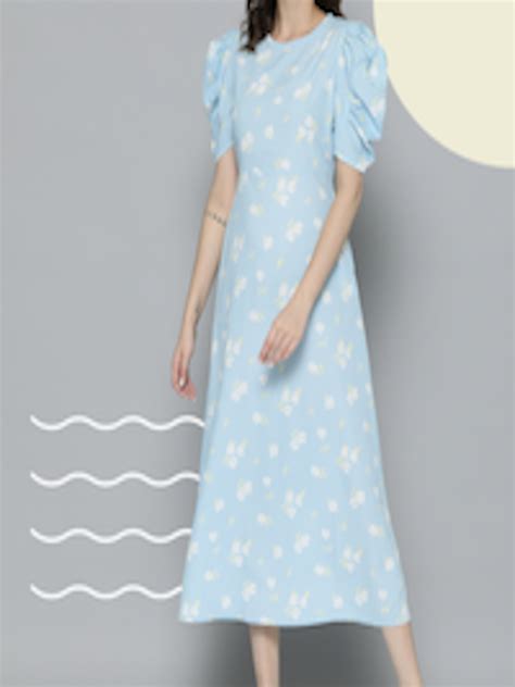 Buy Mast And Harbour Floral Print Puff Sleeves A Line Midi Dress