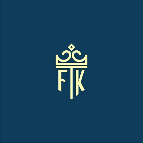 Fk Initial Monogram Shield Logo Design For Crown Vector Image