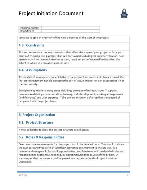 Project Initiation Document Template For Software Development