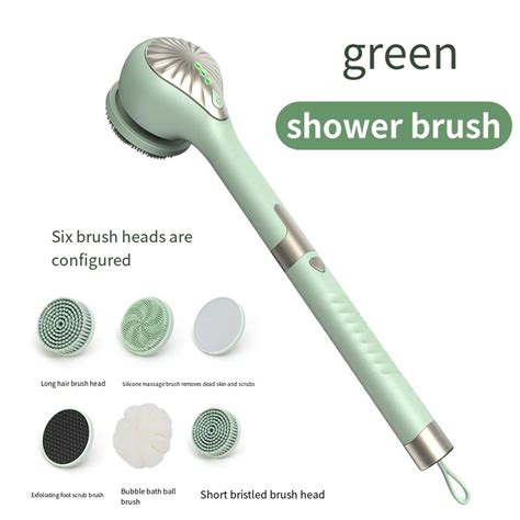 6 In 1 Electric Silicone Bath Brush Electric Back Scrubber 6 Brush