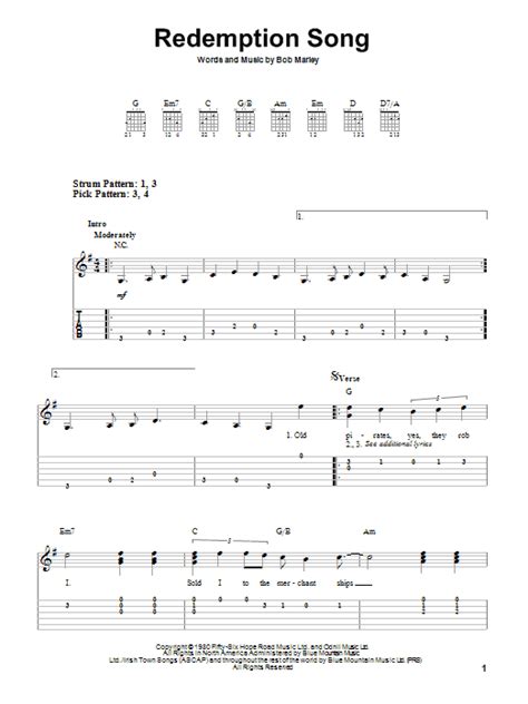 Redemption Song by Bob Marley - Easy Guitar Tab - Guitar Instructor