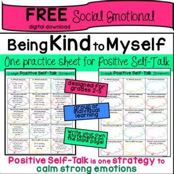 FREE Social Emotional Worksheet Practicing Positive Self Talk