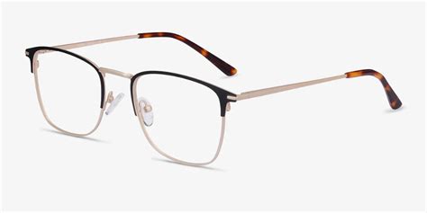 Poppy Browline Black Gold Full Rim Eyeglasses Eyebuydirect Eyebuydirect Eyeglasses Black Gold