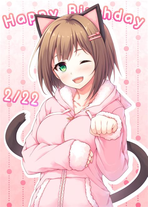 Anime Maekawa Miku THE IDOLMSTER Cinderella Girls Green Eyes Tail