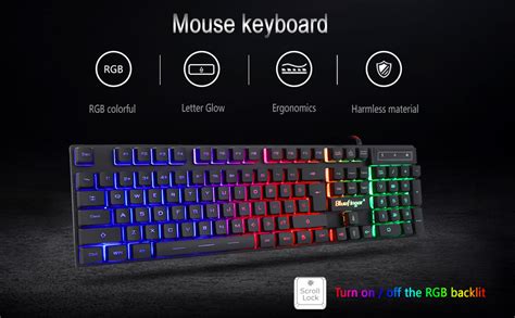 Bluefinger Rgb Gaming Keyboard And Backlit Mouse Combo Usb Wired Led