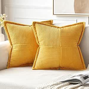 Amazon Miulee Golden Yellow Pillow Covers X Inch With Splicing