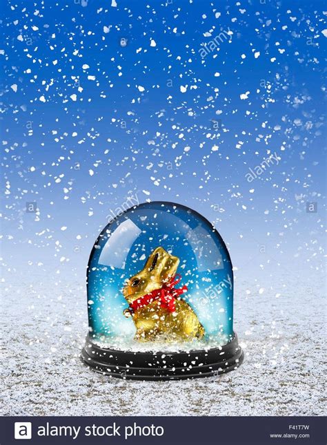 Chocolate Easter Bunny In Snow Globe Stock Photo Royalty Free Image