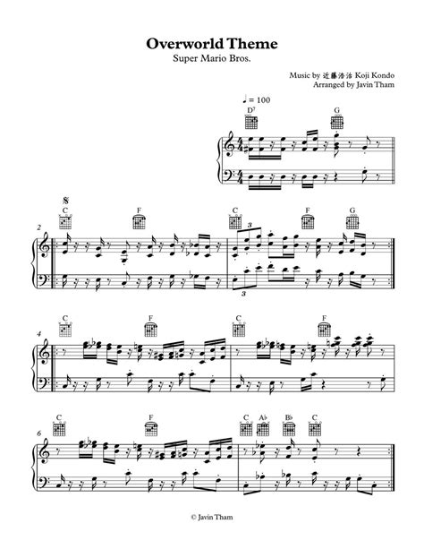 Super Mario Bros Overworld Theme Main Theme Sheets By Javin Tham