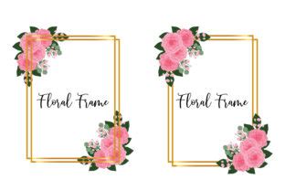 Floral Frame Invitation Pink Camellia Graphic By Dender Studio