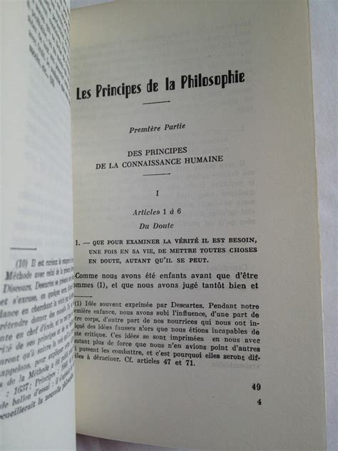 Les Principes De La Philosophie Premi Re Partie De Ren Descartes Ebay