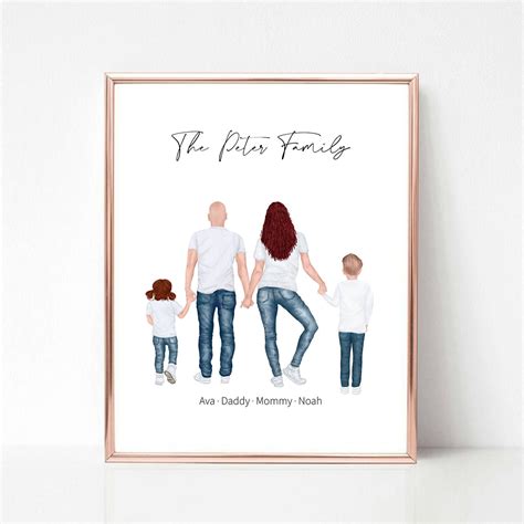 Custom Family Portrait Personalized Kids With Parents Family | Etsy