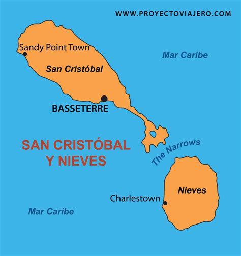 Mapas de San Cristóbal y Nieves dos islas en el Caribe y un país