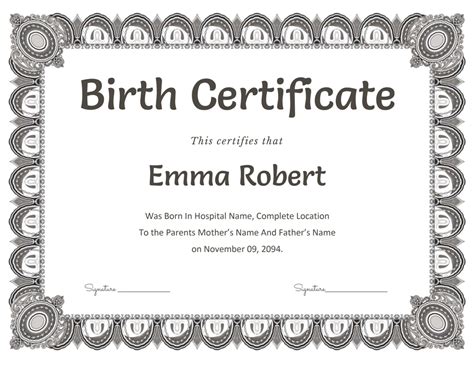 Ready Made Birth Certificate Templates Printable Birth Certificate