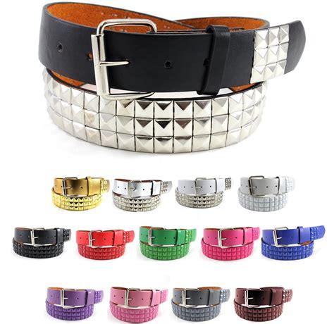 Metal Studded Leather Stud Belt Plain Pyramid Punk Rock Emo Solid Mens