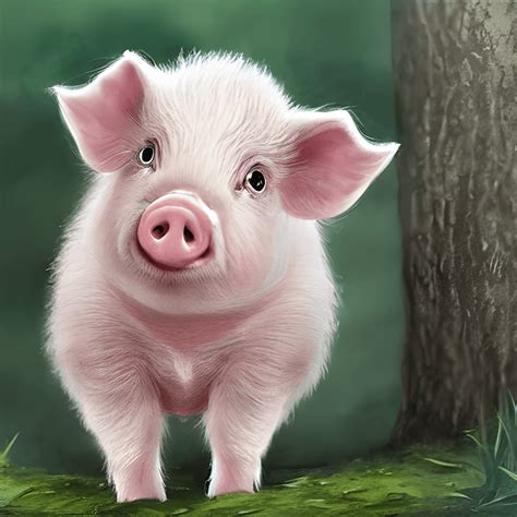 Whimsical Detailed Fantasy Fluffy Tiny Cute Adorable Baby Pig