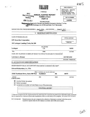 Fillable Online MAR 6a17 ANNUAL AUDITED REPORT FORM X SEC Gov Fax