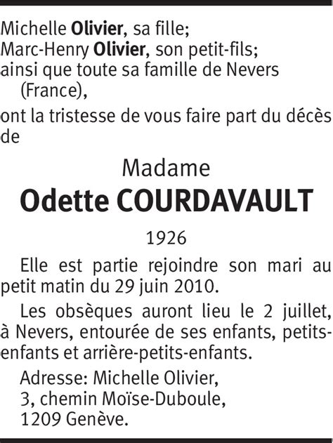 Odette Courdavault Hommages