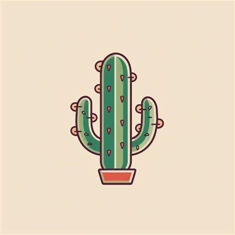 Premium Ai Image Flat Color Cactus Logo Vector