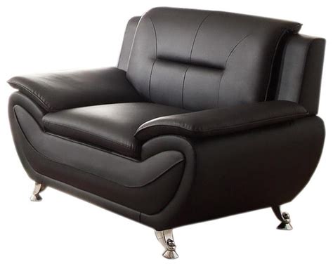 Pemberly Row Modern Faux Leather Upholstered Living Room Chair In Black