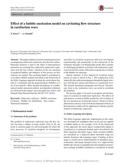 Effect Of A Bubble Nucleation Model On Cavitating Flow Structure In