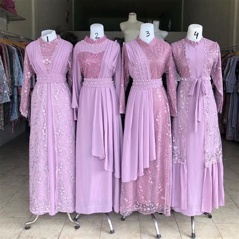 Jual Gamis Brukat Tile Kombi Ceruty Khusus Warna Dusty Ungu Shopee